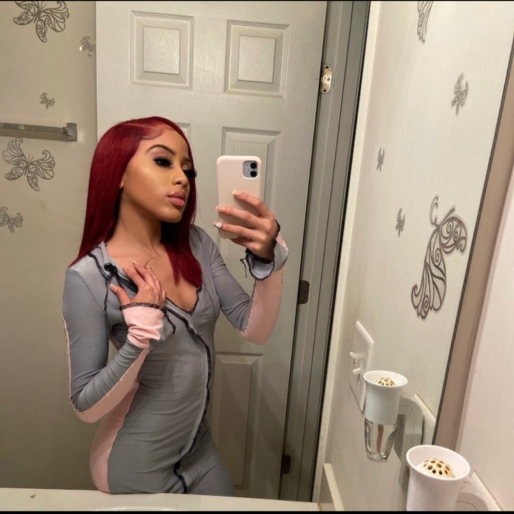 Pink and gray dress